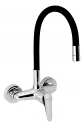 Novaservis Titania Iris New nástenná drezová batéria 150 mm, flexibilné rameno, čierna/chróm (94480.0C)